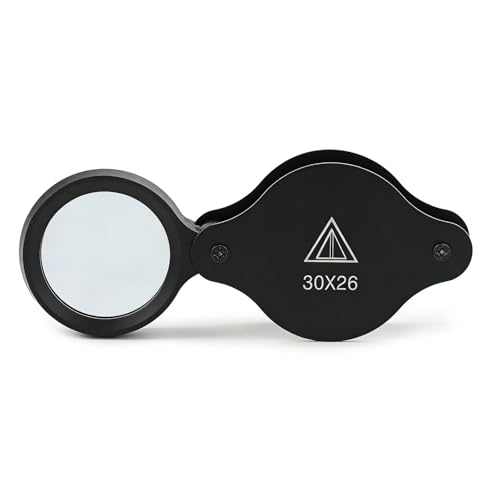 Rongon 30X 26MM Pocket Jewelers Loupe Folding Magnifying Glass (Black) - color: Black