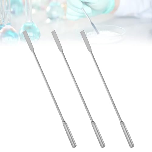 7" Double Ended Lab Micro Spatula Scoop - Half Rounded Flat End Spoon Laboratory Mixing Sampler for Measuring, Applying, 3 PCS