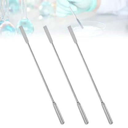 7" Double Ended Lab Micro Spatula Scoop - Half Rounded Flat End Spoon Laboratory Mixing Sampler for Measuring, Applying, 3 PCS