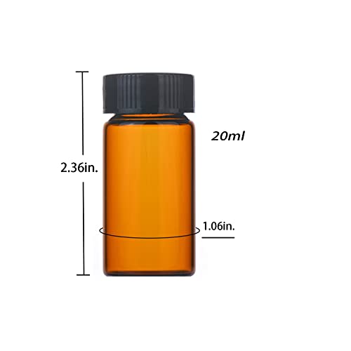 20ml Amber Small Glass Vials 30pcs with Screw Caps(30pcs) - color: Amber, size: 20ml 30pcs