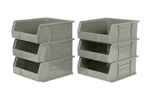 HE HUDSON EXCHANGE 11" x 11" x 5" (6 Pack) Plastic Stackable Storage Bin, Gray/Brown - color: Gray/Brown, size: 6 Pack