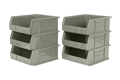 HE HUDSON EXCHANGE 11" x 11" x 5" (6 Pack) Plastic Stackable Storage Bin, Gray/Brown - color: Gray/Brown, size: 6 Pack