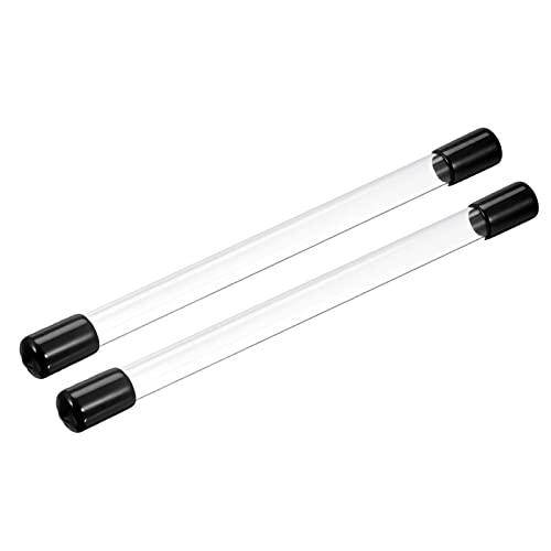 PATIKIL Clear Rigid Tube Round Plastic Tubing with Black Rubber Caps Polycarbonate Water Pipe, 305mm/ 12 Inch Length, 11mmx12mm/0.43"x0.47", 2 Set - color: Black,Clear, size: 0.43"x0.47"