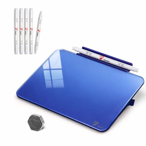 Navy Mini Desktop Pure Glass Whiteboard, Small Glass Dry-Erase Whiteboard - color: Navy