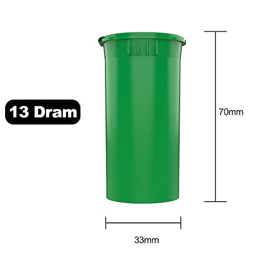 Dragon Chewer 13 Dram CR Plastic Packaging Pop Top Containers - Child Resistant Travel Holder Vial Bottles - 315 qty (Green) - color: Green