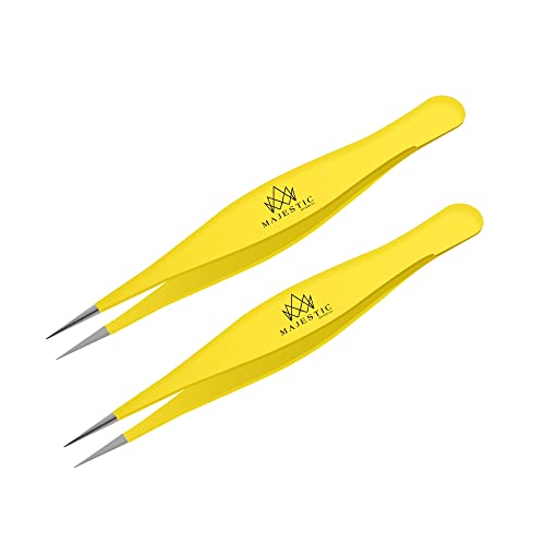 Majestic Bombay Fine Point Tweezers, Needle Nose, Tick Removal, Women, Men - color: Yellow