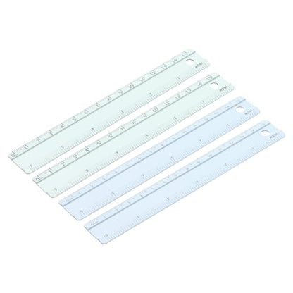 PATIKIL Metal Ruler 6"/15cm, 4Pcs Aluminum Straight Edge Ruler, Dual Scale - color: Green/Blue