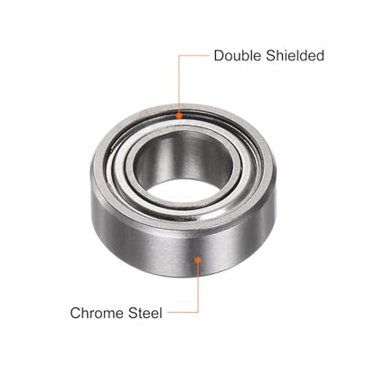 uxcell R188ZZ Deep Groove Ball Bearing, 20pcs 1/4" x 1/2" x 3/16" Chrome Steel Z1 Double Steel Shielded Bearing - size: 1/4" x 1/2" x 3/16"