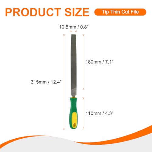 HARFINGTON Tip Thin Cut File 8" Double Cut Teeth High Carbon Steel Hand Rasp File with Plastic Handle for Metal Wood Deburring Removing - size: 8", style: Thin