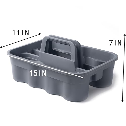 Matthew Large Plastic Tote Tool & Deluxe Supply Cleaning Caddy with Handle Portable Shower Basket Storage Caddy for Cleaning Products Organizer,Take-Out Coffee/Soft Drink,Bath Multi Use - Gray - color: Gray, size: Pack of 1