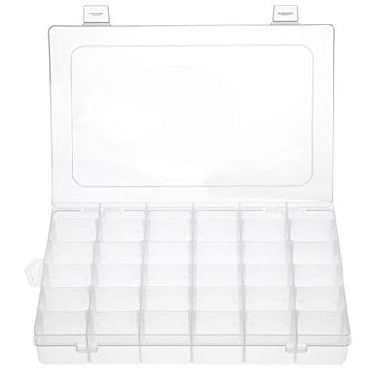 Gospire 36 Grids Clear Plastic Jewelry Box Organizer with Removable Divider - color: Clear-36 Grids