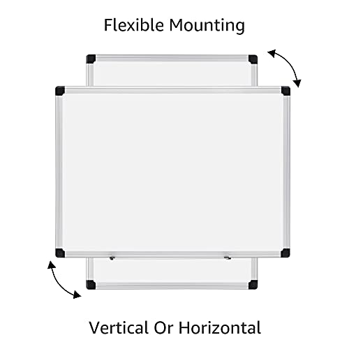 Amazon Basics Magnetic Dry Erase Whiteboard, 24" x 18", Aluminum Frame, Silver/White, Presentation Board for Writing Notes - color: Silver/White, size: 24"W x 18"H