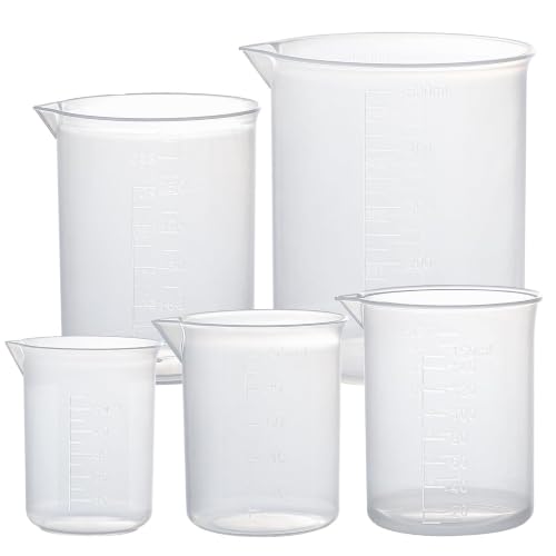 30 Pack Plastic Beakers,5 Size Graduated Measuring Beaker Set of 6 (50ml,100ml,150ml,250ml,500ml）,Premium Polypropylene Plastic Beakers for Kids,Science Lab Equipment, Home Experiment