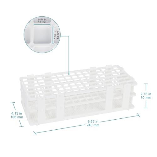 stonylab Test Tube Rack, 0.51 in 90-Place White Plastic Holder Stand Rack, 3-Tier Design and Detachable, for Laboratory Use - size: 13 mm