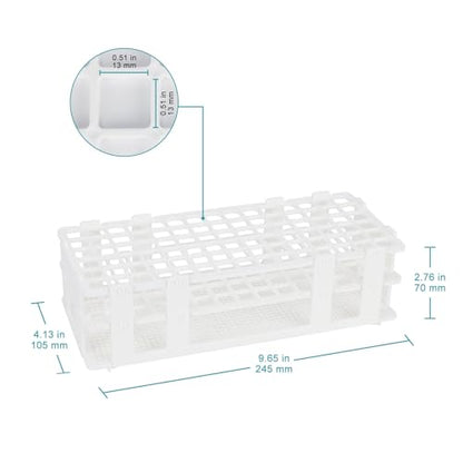 stonylab Test Tube Rack, 0.51 in 90-Place White Plastic Holder Stand Rack, 3-Tier Design and Detachable, for Laboratory Use - size: 13 mm