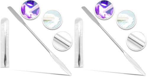 Lab Micro Double Ended Spatula Round/Tapered Arrow End, Flat Ends 50 mm X 9 mm, 7" Length, Stainless Steel (Pack of 2) - size: 7 in. (Pack of 2)