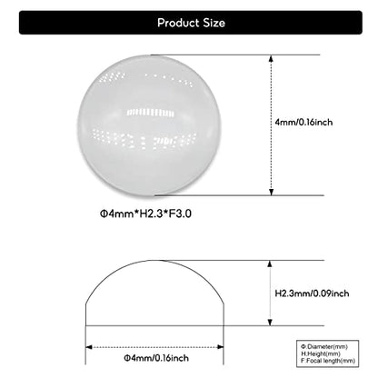 5Pcs 4mm Flat Convex Lens, 4mm Focal Length Borosilicate Glass Magnifier Lens,Led Flat Convex Optical Lens for DIY Crafts, Home Office Science, LED Spotlights (Φ4mm*H2.3*F3.0) - size: Φ4mm*H2.3*F3.0