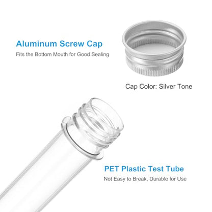 PATIKIL 50ml Test Tubes Set, 15pcs Plastic Clear Round Bottom Test Tube - size: 50ml