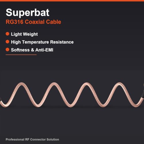 Superbat SMA to N Adapter 2ft RG316 SMA Male to N Female Bulkhead Cable - size: 2ft, style: sma male to n female