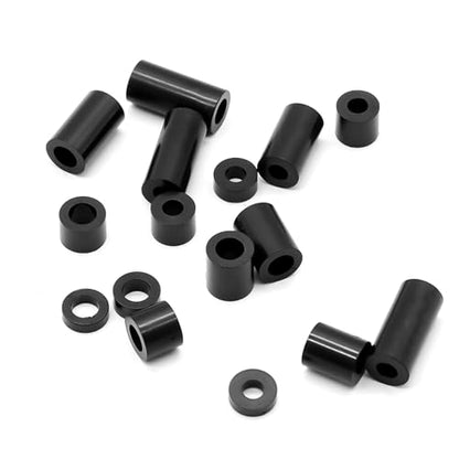 Exqutoo 600Pcs ABS Round Spacers ID 3mm & ID 4mm, OD 7mm - color: Black/3.2mm,600Pcs