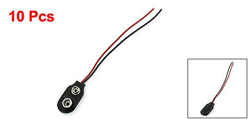 uxcell A13110100ux0258 Snap 9V (9 Volt) Battery Clip Connector I Type Black W Cable (Pack of 10)