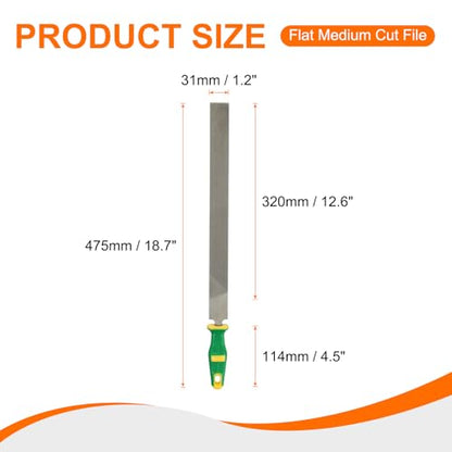 HARFINGTON Flat Medium Cut File 14" Double Cut Teeth High Carbon Steel Hand Rasp File with Plastic Handle for Metal Wood Deburring Removing - size: 14", style: Medium
