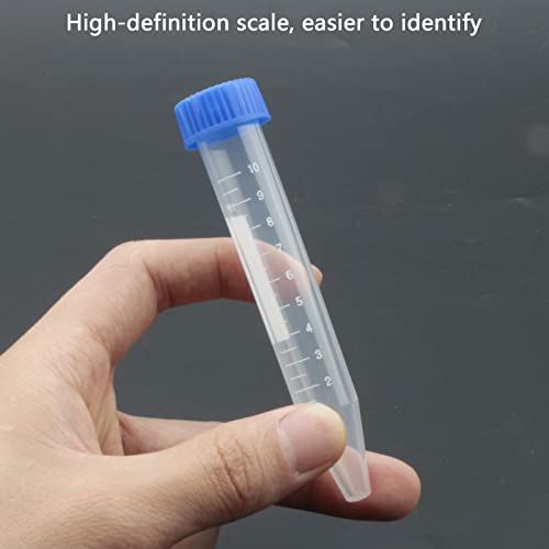 Kesell 10ml Centrifuge Tube Conical Bottom Blue Screw Cap with Clear Graduation and Writing Area, Pack of 20