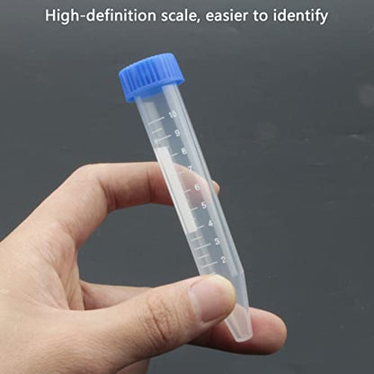 Kesell 10ml Centrifuge Tube Conical Bottom Blue Screw Cap with Clear Graduation and Writing Area, Pack of 20