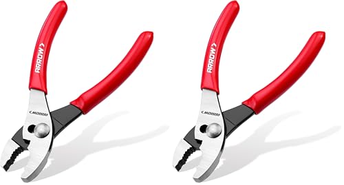 ARROW 6" Slip Joint Pliers, Small Pliers with Thick Dip-Grip Handle, High Carbon Steel, Strong Grip Jaws, Pliers Tool for Gripping, Loosening Nuts and Bolts, Cutting Steel Wire (Pack of 2) - size: 6 Inch (Pack of 2)