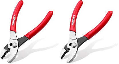 ARROW 6" Slip Joint Pliers, Small Pliers with Thick Dip-Grip Handle, High Carbon Steel, Strong Grip Jaws, Pliers Tool for Gripping, Loosening Nuts and Bolts, Cutting Steel Wire (Pack of 2) - size: 6 Inch (Pack of 2)