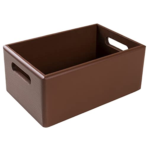Creative Deco Large Brown Wooden Crate Nesting Crate Handles - color: Brown, size: L