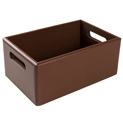 Creative Deco Large Brown Wooden Crate Nesting Crate Handles - color: Brown, size: L