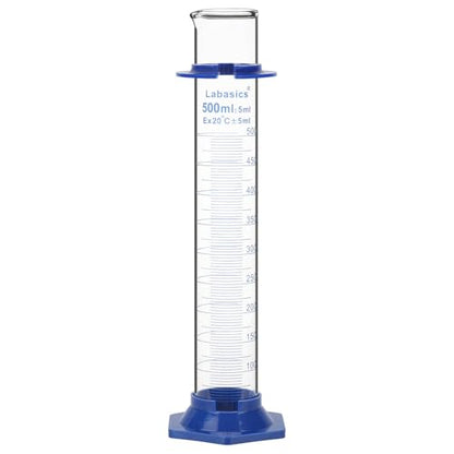 Labasics Graduated Cylinder with Plastic Hexagonal Base, Borosilicate Glass for Laboratory Precise Measurement, 500 ml - size: 500 ml