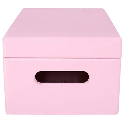 Creative Deco Large Pink Wooden Box Storage with Hinged Lid - color: Pink, size: L | Handles
