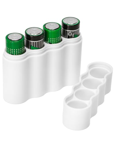 KEEPOW 1 Pack Slimline AA Battery Storage Case Holder, White - size: 1*AA Battery Case