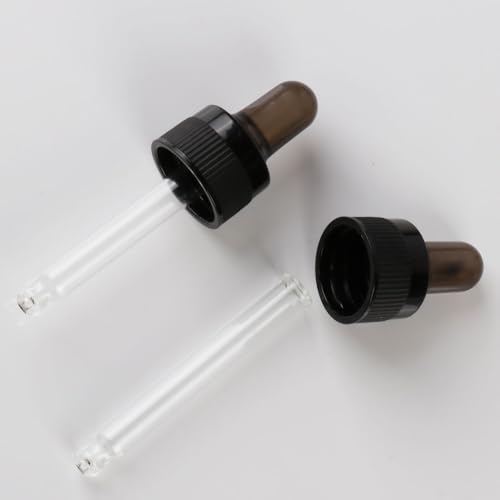 4-Pack 1/3 oz (10ml) Glass Dropper Tops for Essential Oil Bottles (18-415 Neck) - Round Tip, Made in Taiwan with SILASTIC™ RBL-9200-50 Silicone for Chemical Stability & Essential Oil Resistance - style: 1/3 oz (10ml) Round Tip