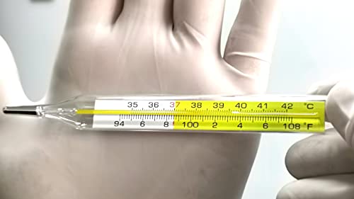 Glass Thermometer Mercury Free Clinic Traditional Dual Scale C&F 2PK