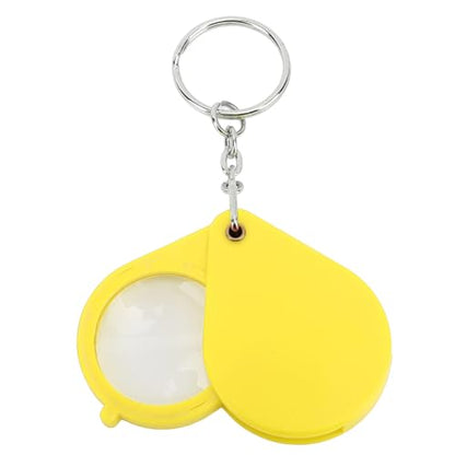 Pocket Magnifier Keychain 10X 32mm Folding Lens Yellow - color: Yellow