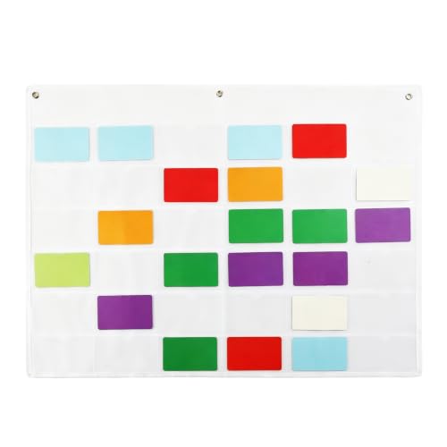 3x5 Inch Index Card Business Card Holder Sleeve Hanging Wall Mount Pocket - color: White
