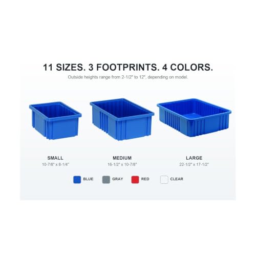 Quantum Storage DG92050 Dividable Grid Heavy Duty Part Organizer Bins - 16-1/2" x 10-7/8" x 5" - 12 Pack - color: Gray