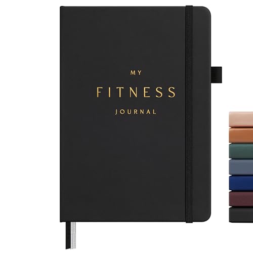 &And Per Se Workout and Food Journal – Fitness Journal with Daily Diet Tracker & Gym Exercise Log Book for Men & Women – Undated, A5 Size, Leather Hardcover (Black) - color: Bold Black, size: Fitness and Food
