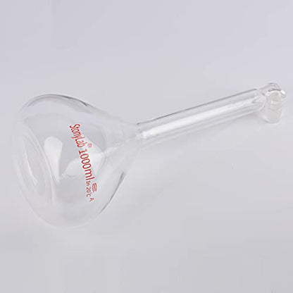 stonylab Glass Volumetric Flask Class A with Glass Stopper, Borosilicate Glass Heavy Wall Volumetric Flask Tolerance (1000 ml) - size: 1000 ml