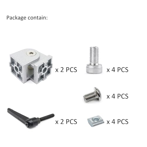 2 Sets 25 Series 10 Series Aluminum Extrusion Pivot Hinge Swivel Degree Angle Bracket with Hardware Accessories Handle for 1010 1020 2525 T Slot Extruded Aluminum Profile - style: 2 sets pivot hinge with m6