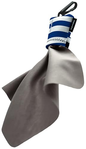 SPUDZ Ultra Microfiber Lens Cleaner with Closeable Bottom – Clip-On Pouch, Washable – for Binoculars, Scopes, Glasses, Screens | Ultra Navy Stripes, 6 x 6 Inch - color: Navy Stripes, size: 6 x 6 Inch