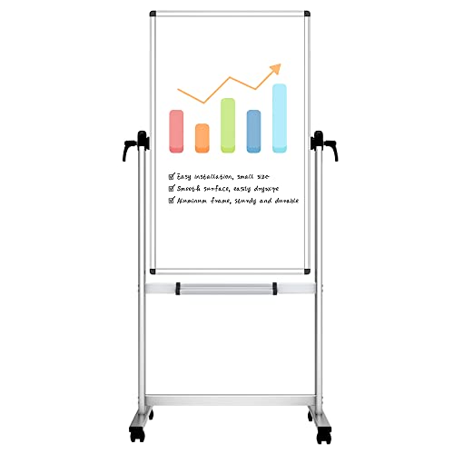 VIZ-PRO Double-Sided Magnetic Mobile Whiteboard, 48" x 24" - size: 24"W x 48"H