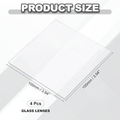 PATIKIL 100x100mm Glass Streak Plate, 4pcs Lab Glass Slides Microscope Glass Slides Optical Optically Clear Glass Slides Smooth Edges High Transparency Transparent Uniform Thickness - size: 100x100mm