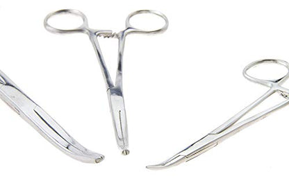 6-Piece Hemostat Forceps Set - Stainless Steel Straight & Curved Clamps, 6 Piece Multi-Purpose Locking Forceps for Fishing, Crafts, Medical, and Hobby Use (8", 6.25" and 5")