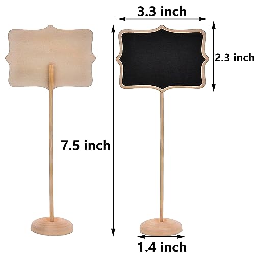 20PCS Wood Mini Chalkboard Sign and Replacement Stickers, Food Labels for Party Buffet,Blackboard for Message Board Signs,Weddings Place Cards, Birthday Party