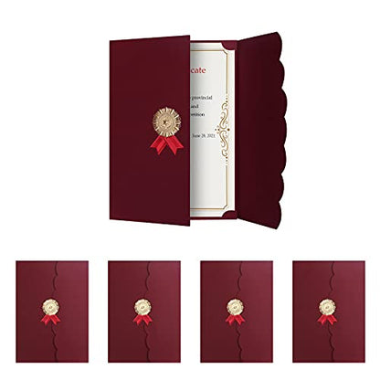 5Pcs Certificate Holders Diploma Covers A4 Letter Size Graduation Certificate Covers Navy Blue Red Diploma Document Holders for Diplomas Awards Certifications Employee Appreciation 8.5 x 11 - color: Red