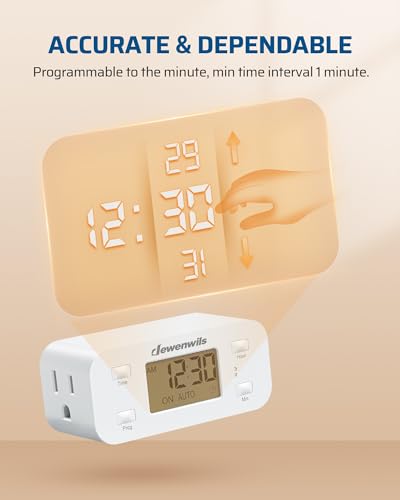 DEWENWILS Indoor 24 Hour Programmable Digital Timer Outlet, 1 Outlet,1 Pack - style: White-1PK